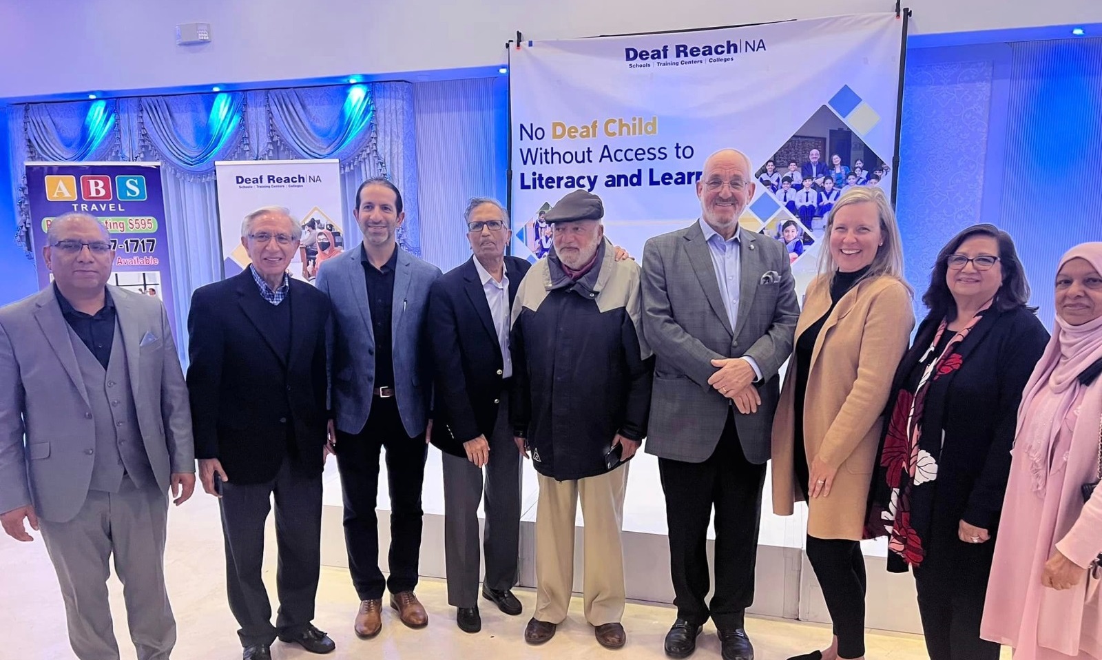 Richard Geary, Founder of Deaf Reach Schools with attendees at the Long Island Fundraising Dinner